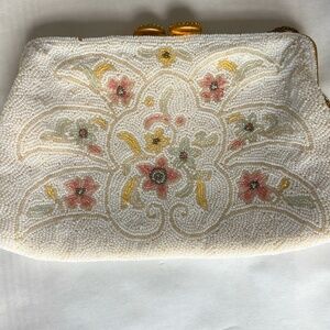 French made vintage beaded evening purse 1940s